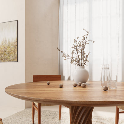 Ownkoti Ash Retro Round Solid Wood Dining Table - image 4