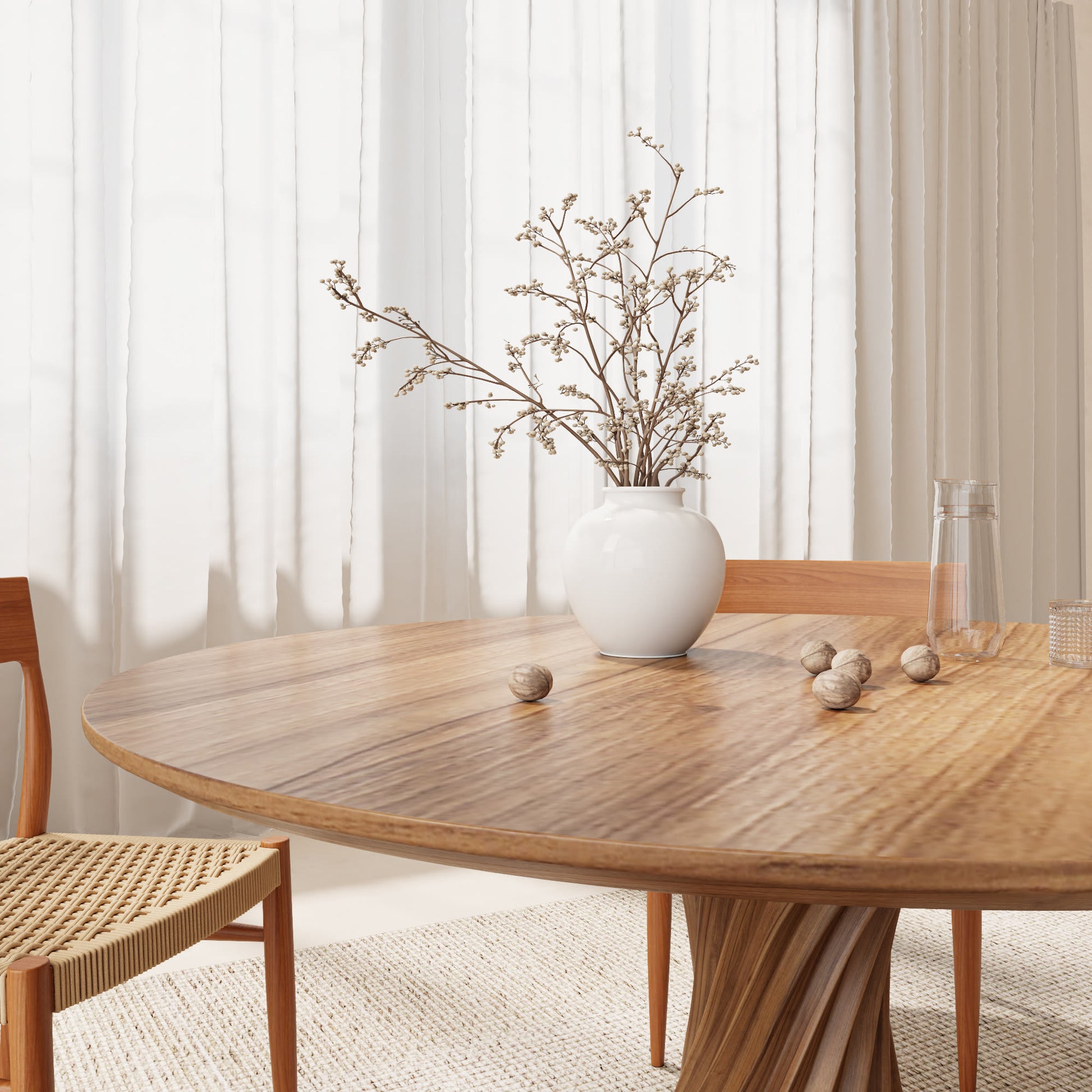 Ownkoti Ash Retro Round Solid Wood Dining Table - image 6