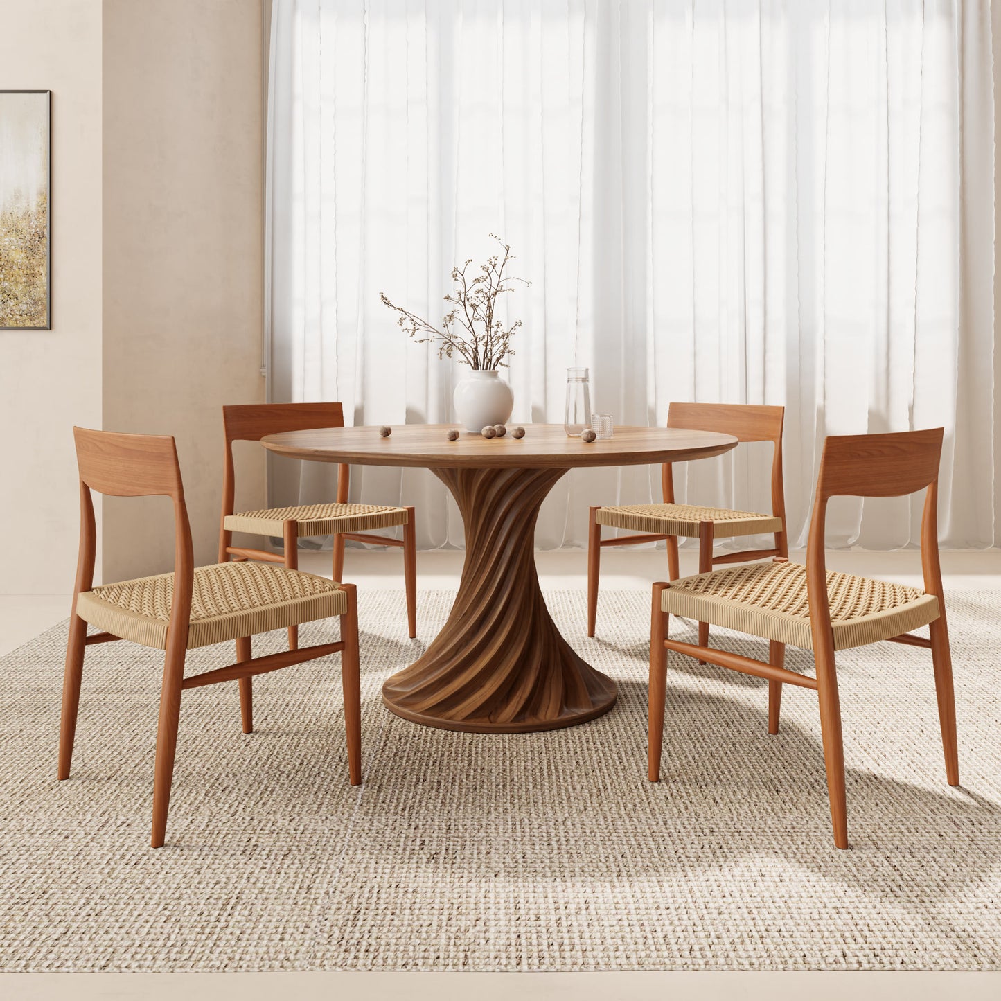 Ownkoti Ash Retro Round Solid Wood Dining Table - image 2