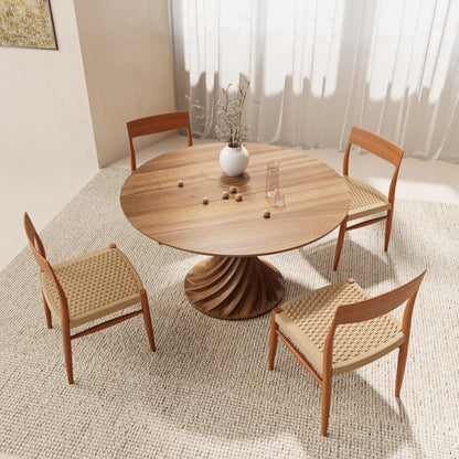 Ownkoti Ash Retro Round Solid Wood Dining Table - image 3