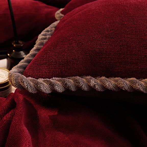 Ownkoti Solid Color Warm Flannel Bedding Set(4PCS) - image 4