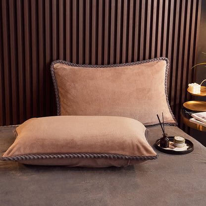 Ownkoti Solid Color Warm Flannel Bedding Set(4PCS) - image 16