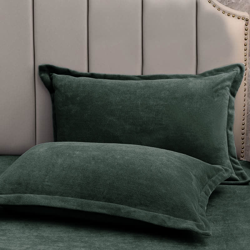 Ownkoti Solid Color Fleece Pillowcases(2PCS) - Gray Green - 19" x 29" - image 0