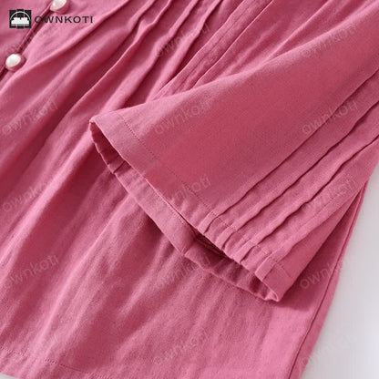 Ownkoti Floral Casual Cotton Gauze Pajama Set