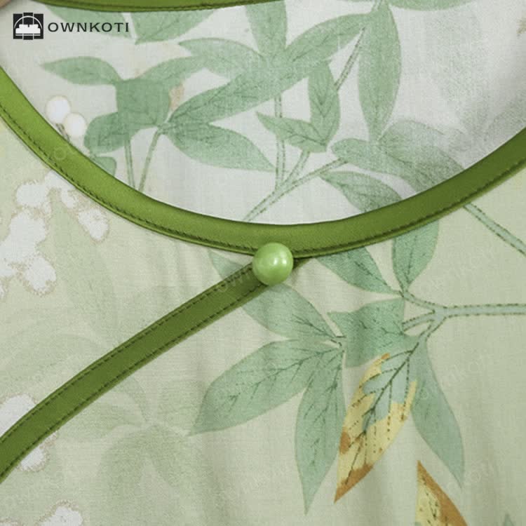 Ownkoti Plus Size Refresh Pastoral Long Nightgown