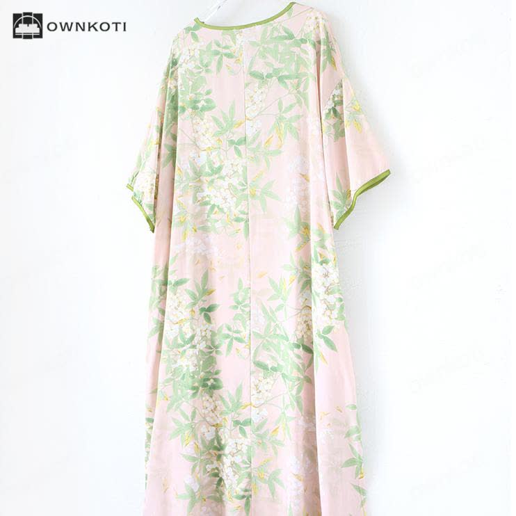 Ownkoti Plus Size Refresh Pastoral Long Nightgown