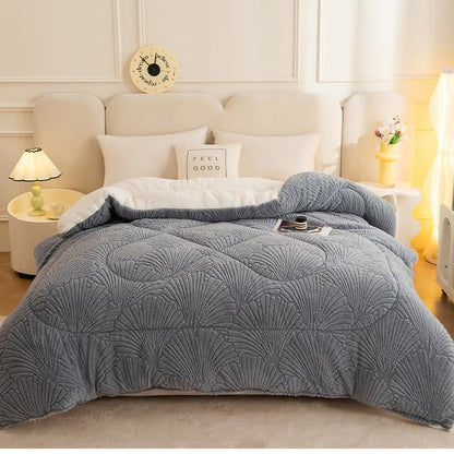 Sherpa Jacquard Ginkgo Leaf  Blanket with Quilt Core - image 16