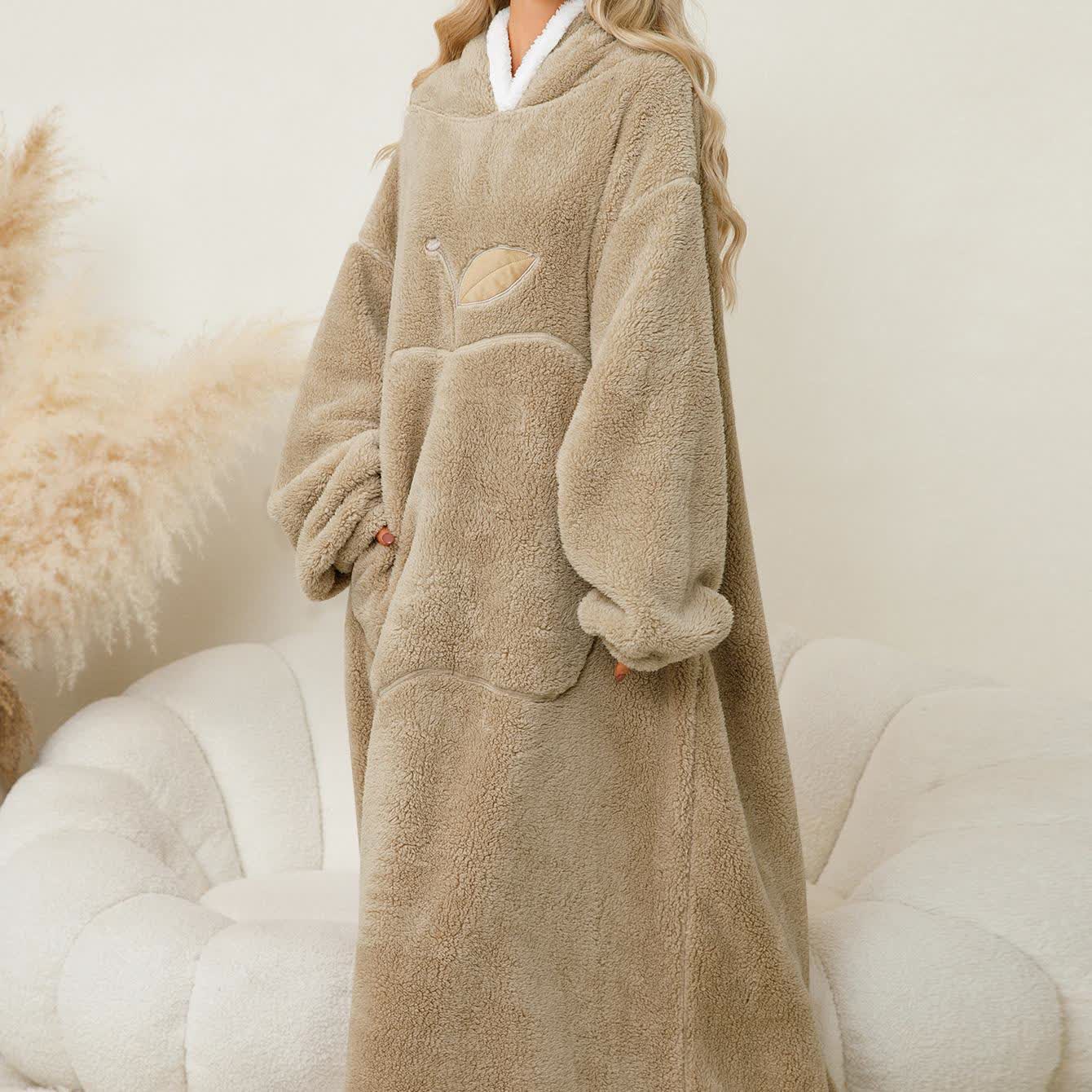 Ownkoti Jacquard Apple Flannel Hooded Nightgown - image 3