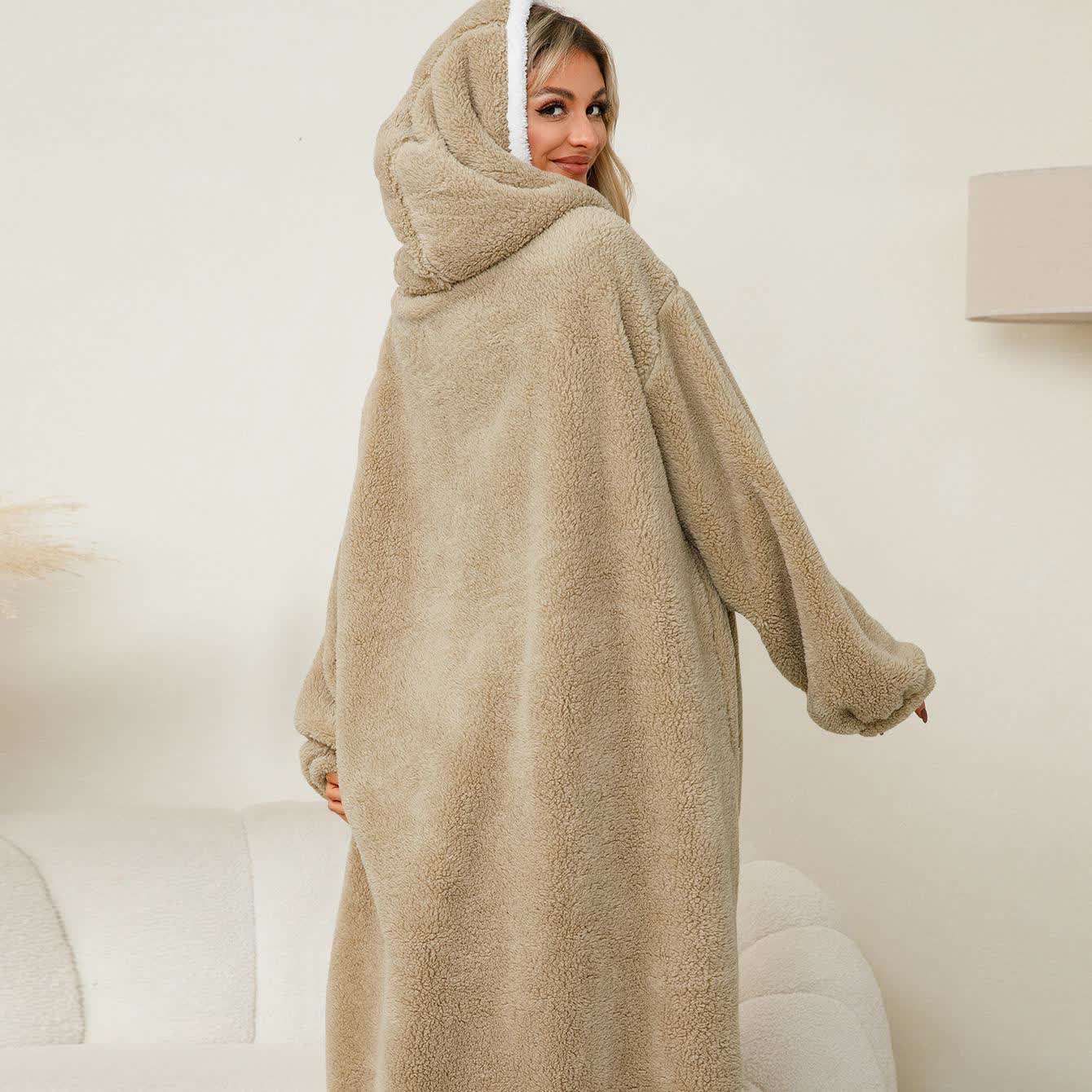 Ownkoti Jacquard Apple Flannel Hooded Nightgown - image 1