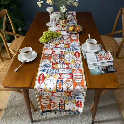 Ownkoti Fish Chenille Tassel Decorative Table Runner - image 2