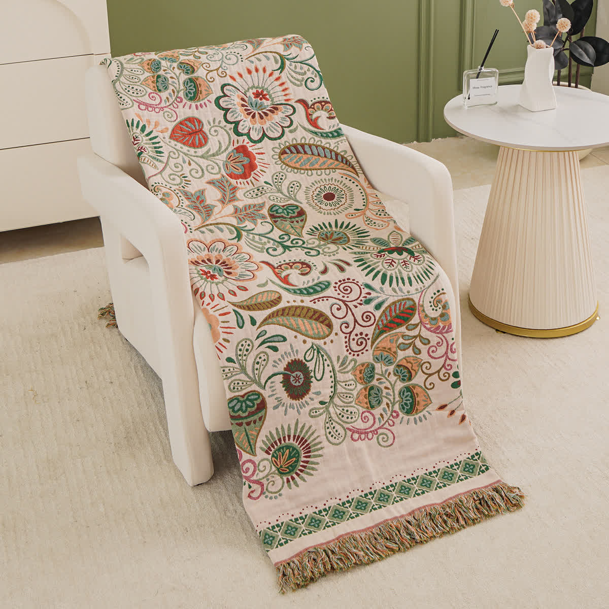 Ownkoti Tassel Retro Paisley Cotton Gauze Quilt - image 1