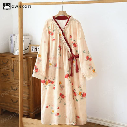 Ownkoti Rural Pomegranate Bamboo Fiber Nightdress - L - image 0