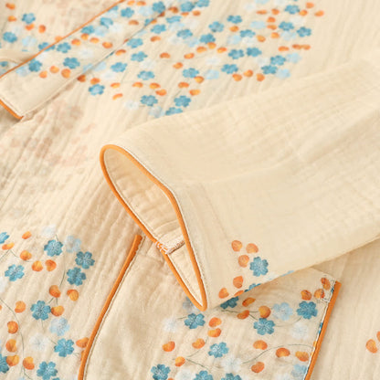 Ownkoti Cotton Kimono Long Sleeve Floral Pajama Set - image 2