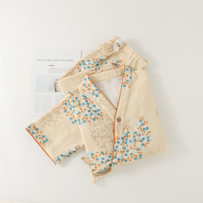 Ownkoti Cotton Kimono Long Sleeve Floral Pajama Set - image 1