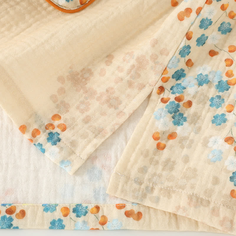 Ownkoti Cotton Kimono Long Sleeve Floral Pajama Set - image 3