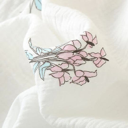 Ownkoti Floral Lily Kimono Cotton Gauze Pajama Set