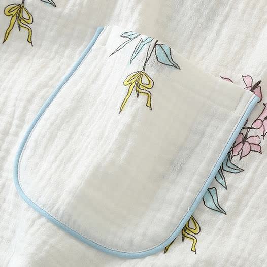 Ownkoti Floral Lily Kimono Cotton Gauze Pajama Set