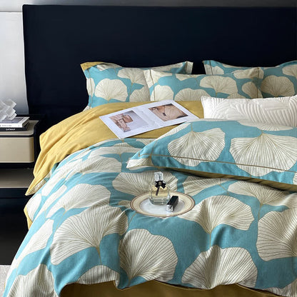 Brushed Cotton Ginkgo Leaf Flat Sheet Bedding Set(4PCS) - image 1