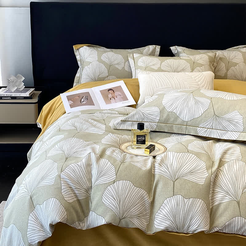 Brushed Cotton Ginkgo Leaf Flat Sheet Bedding Set(4PCS) - image 10
