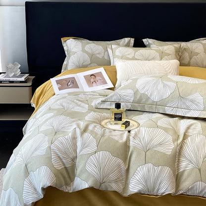 Brushed Cotton Ginkgo Leaf Flat Sheet Bedding Set(4PCS) - image 10