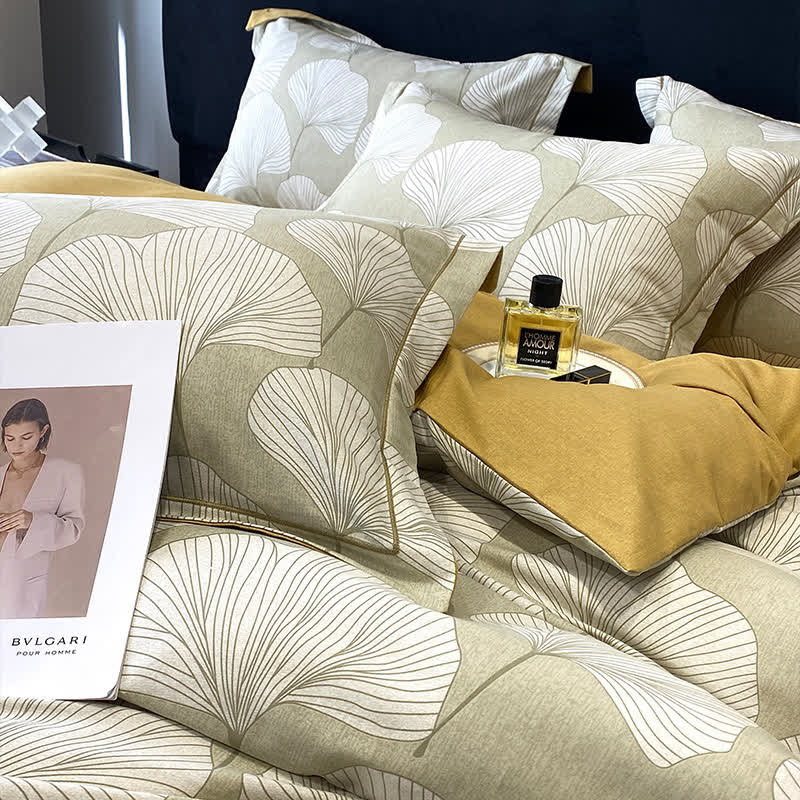 Brushed Cotton Ginkgo Leaf Flat Sheet Bedding Set(4PCS) - image 13