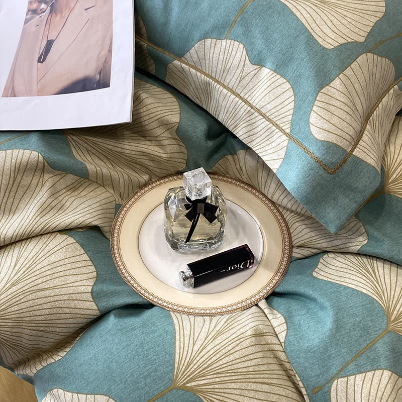 Brushed Cotton Ginkgo Leaf Flat Sheet Bedding Set(4PCS) - image 6