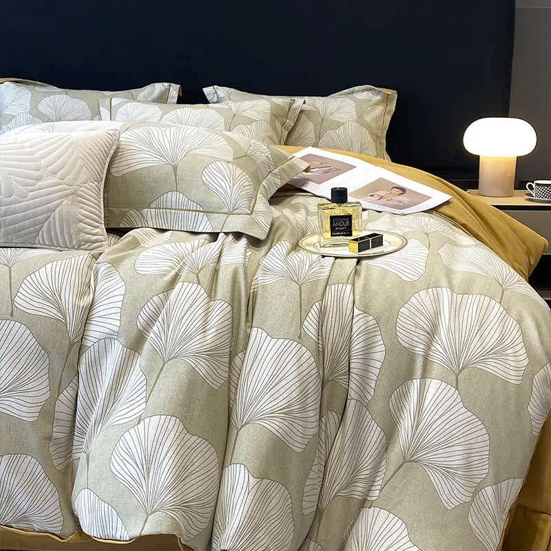 Brushed Cotton Ginkgo Leaf Flat Sheet Bedding Set(4PCS) - image 14