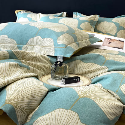 Brushed Cotton Ginkgo Leaf Flat Sheet Bedding Set(4PCS) - image 5