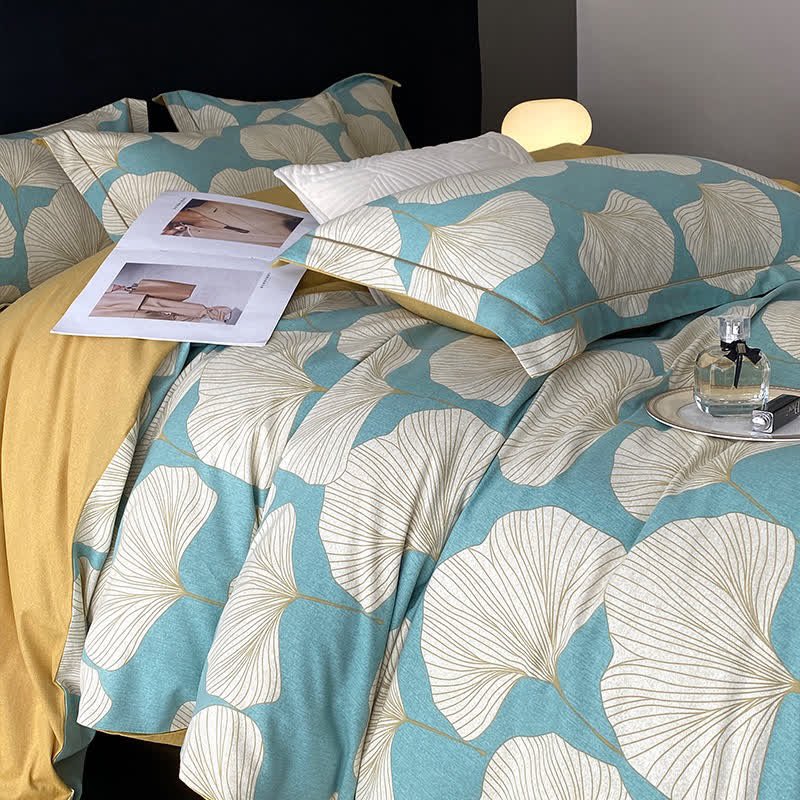 Brushed Cotton Ginkgo Leaf Flat Sheet Bedding Set(4PCS) - image 4