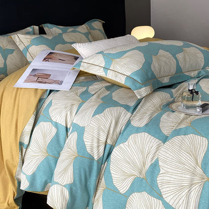 Brushed Cotton Ginkgo Leaf Flat Sheet Bedding Set(4PCS) - image 4