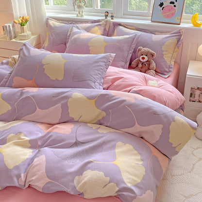 Ginkgo Leaf  Warm Brushed Cotton Bedding Set(4PCS) - image 3