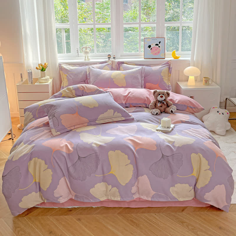 Ginkgo Leaf  Warm Brushed Cotton Bedding Set(4PCS) - image 1