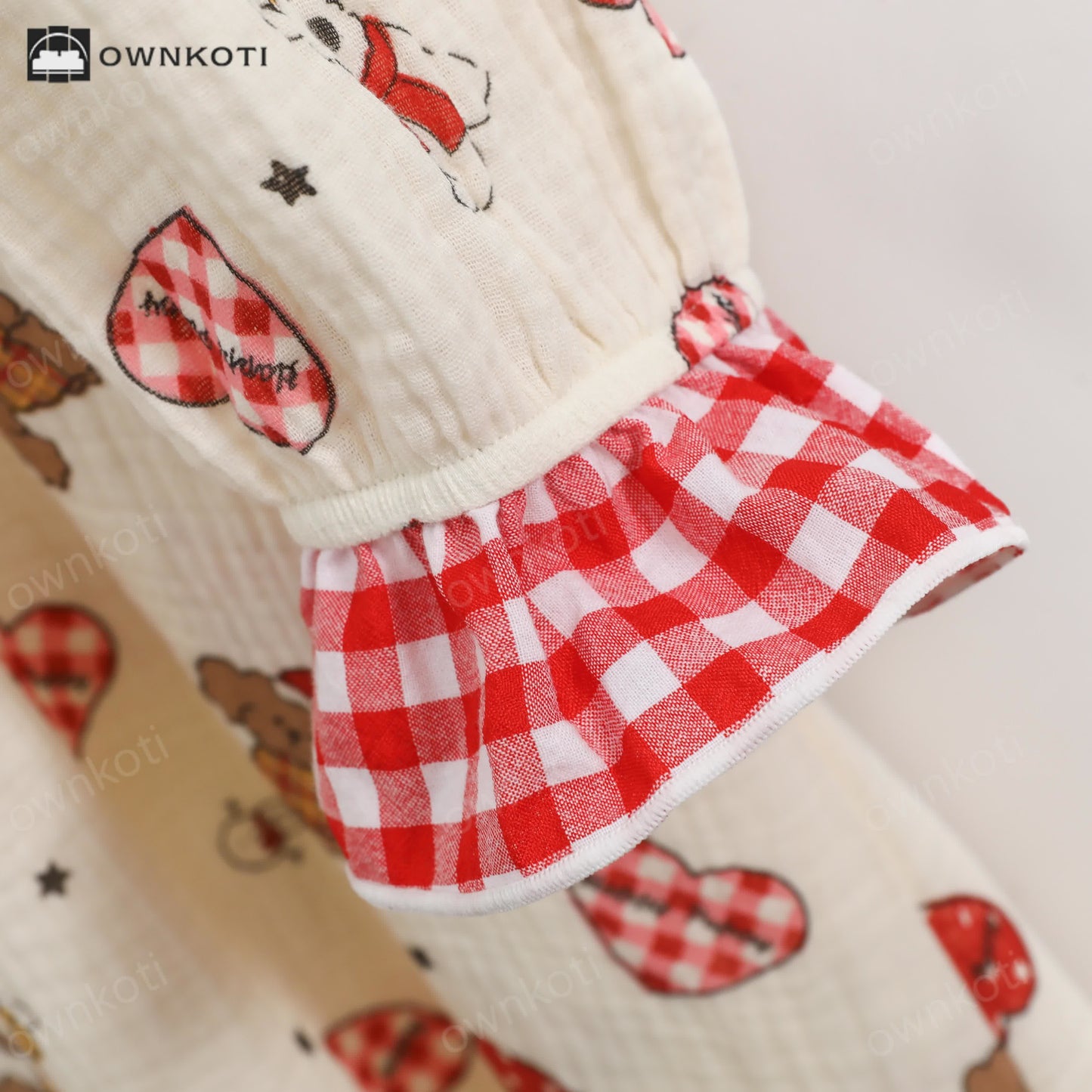 Ownkoti Plus Size Cotton Doll Collar Long Nightgown