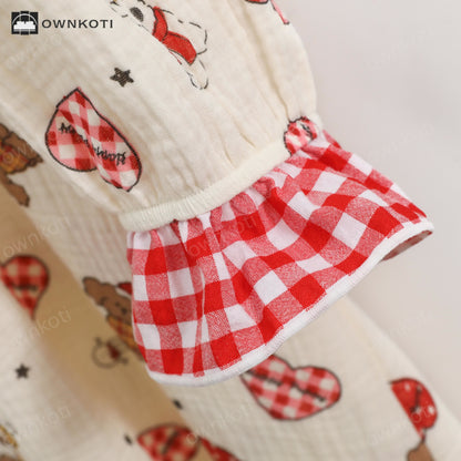 Ownkoti Plus Size Cotton Doll Collar Long Nightgown