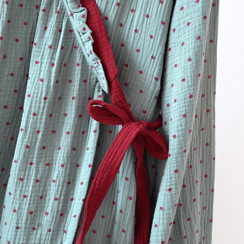 Ownkoti V-neck Cotton Polka Dots Nightdress - image 4