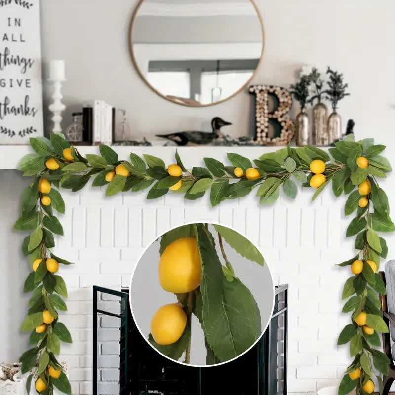 Ownkoti Farmhouse Artificial Lush Greenery Lemon Garland - 2PCS - 70.86"L - image 1
