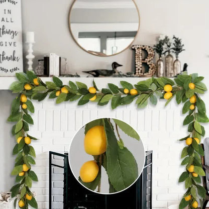 Ownkoti Farmhouse Artificial Lush Greenery Lemon Garland - 2PCS - 70.86"L - image 1