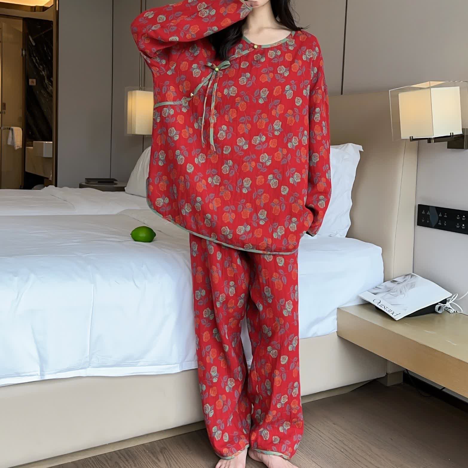 Ownkoti Plus Size Rose Cotton Pajama Set - image 1