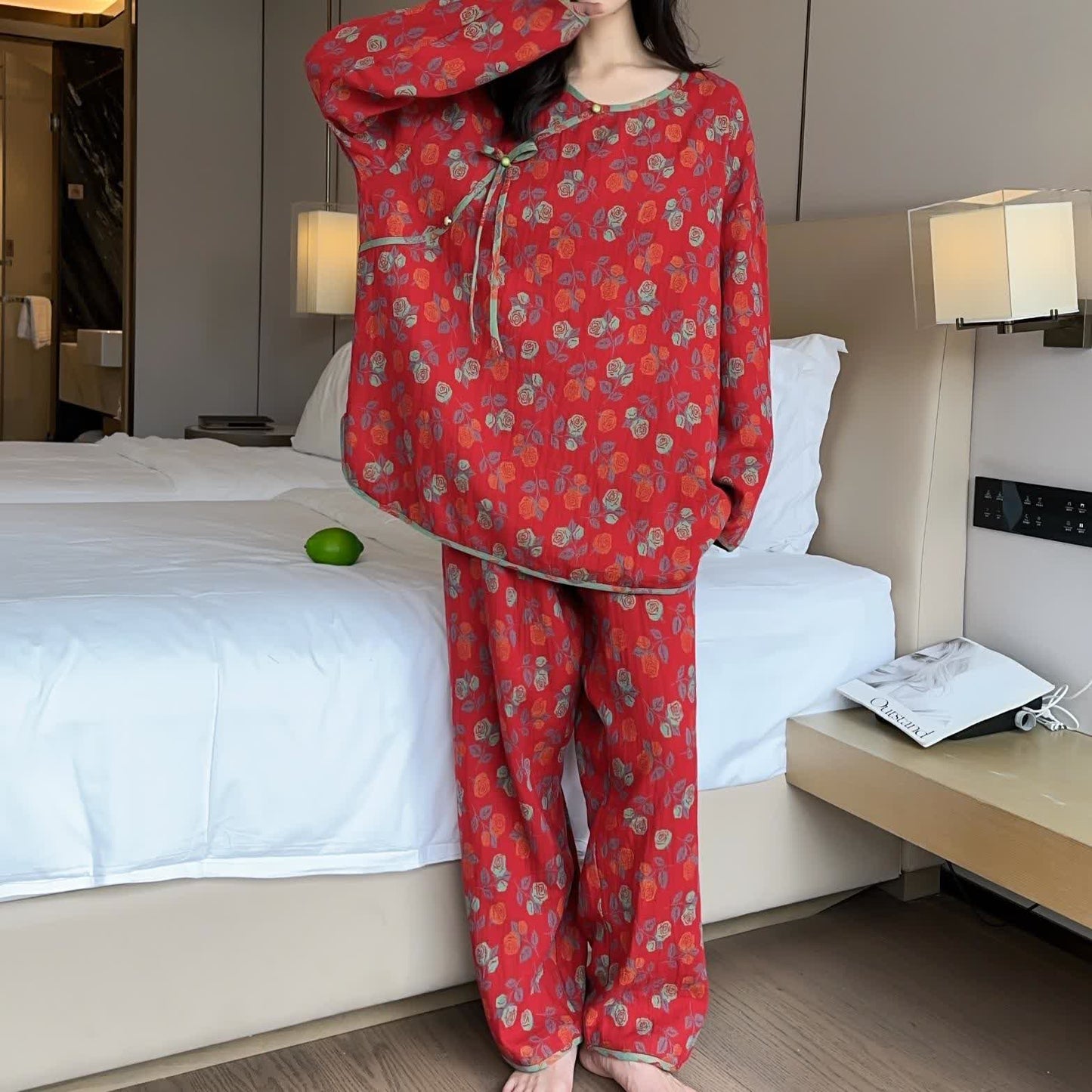 Ownkoti Plus Size  Rose Cotton Soft Pajama Set - image 1