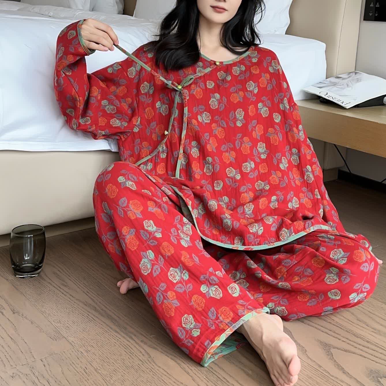 Ownkoti Plus Size  Rose Cotton Soft Pajama Set - image 4