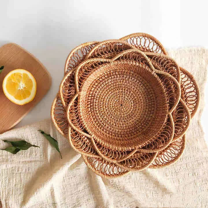 Rattan Woven Fruit Bread Storage Basket - Woven Rattan - 3PCS - 3 Sizes - image 2