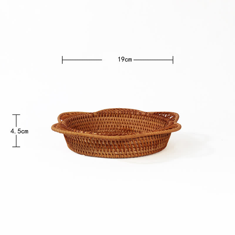 Rattan Woven Fruit Bread Storage Basket - Woven Rattan - 1PCS - 7.48" W x  7.48" L x 1.77"H - image 9