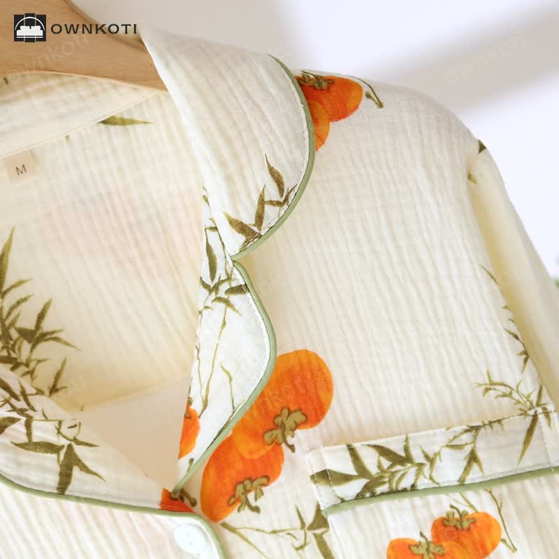 Ownkoti Cotton Gauze Rural Persimmon Loungewear Set