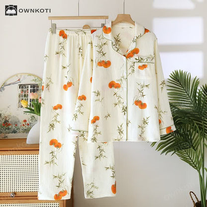 Ownkoti Cotton Gauze Rural Persimmon Loungewear Set