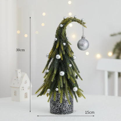 Christmas Tree Potted Home Decoration  - Green & Silver - 2PCS - 5.91" x 11.8" - image 13