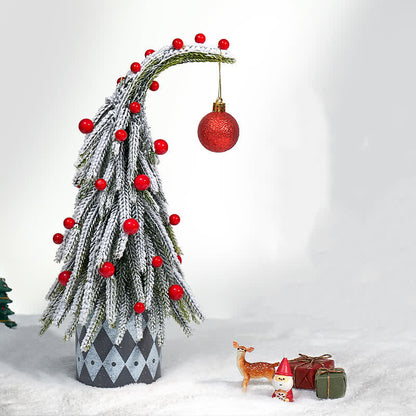 Christmas Tree Potted Home Decoration  - White & Red - 2PCS - 5.91" x 11.8" - image 14