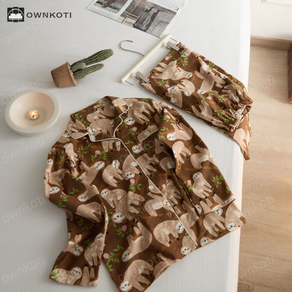 Ownkoti Thicken Cotton Cute Sloth Couple Pajama Set