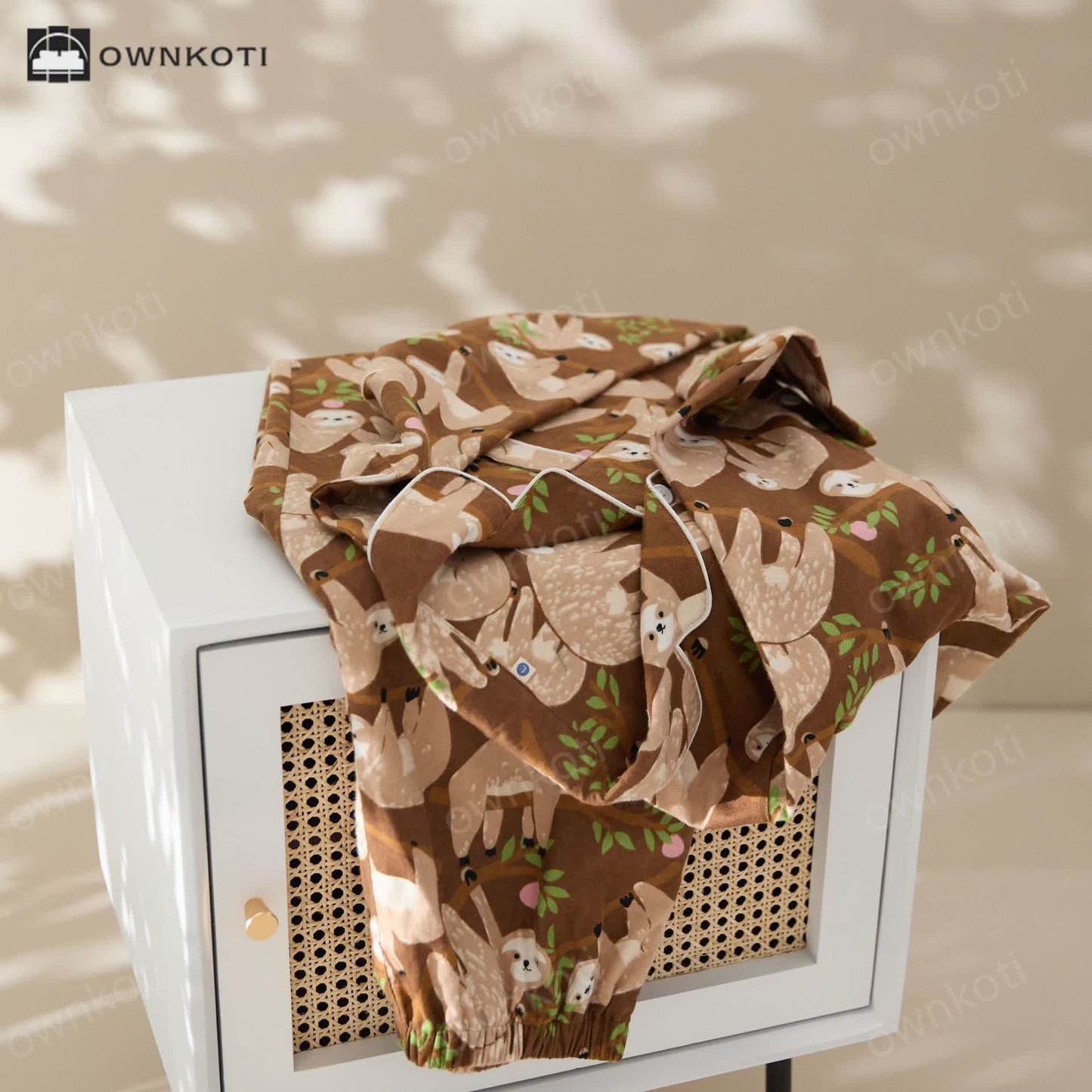 Ownkoti Thicken Cotton Cute Sloth Couple Pajama Set