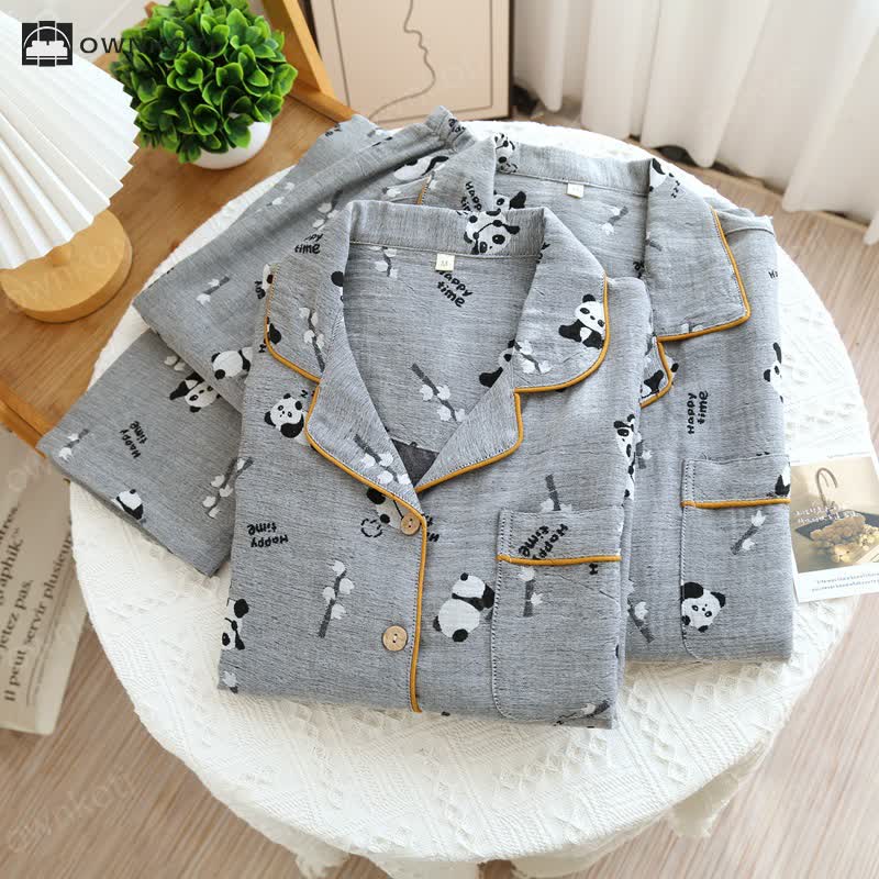 Ownkoti Cute Panda Couple Cotton Pajama Set