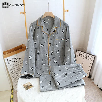 Ownkoti Cute Panda Couple Cotton Pajama Set